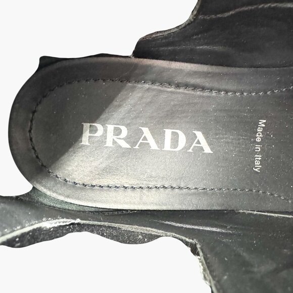 Prada Monolith Chelsea Ankle Boots Size 41 US 11 Black Leather Lug Sole Combat - Picture 14 of 15